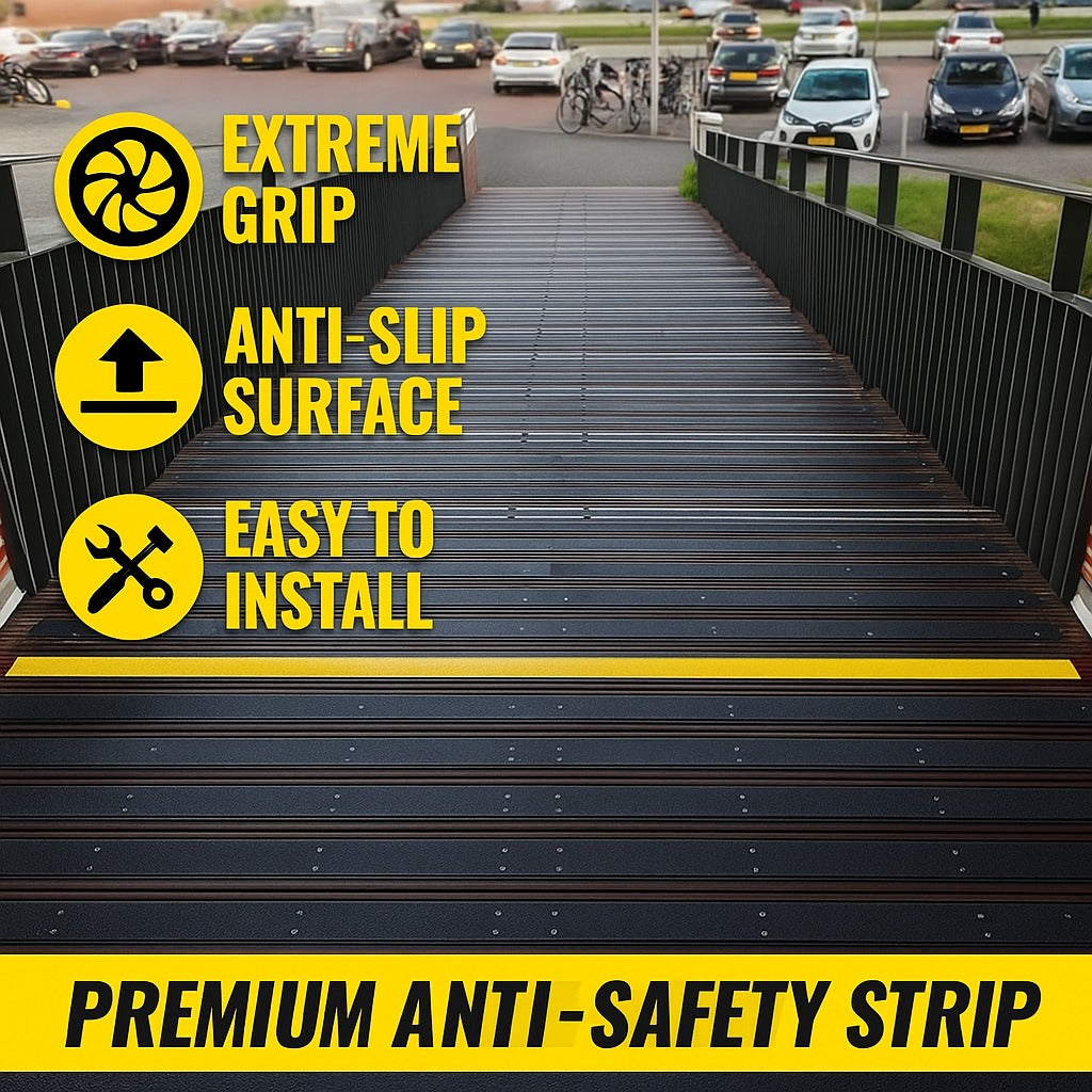 90mm Wide GRP Anti-Slip Decking Strips –  600mm, 1000mm, 1200mm – Black Yellow Brown