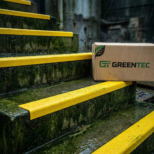 GRP anti-slip stair nosing fitted to outdoor steps