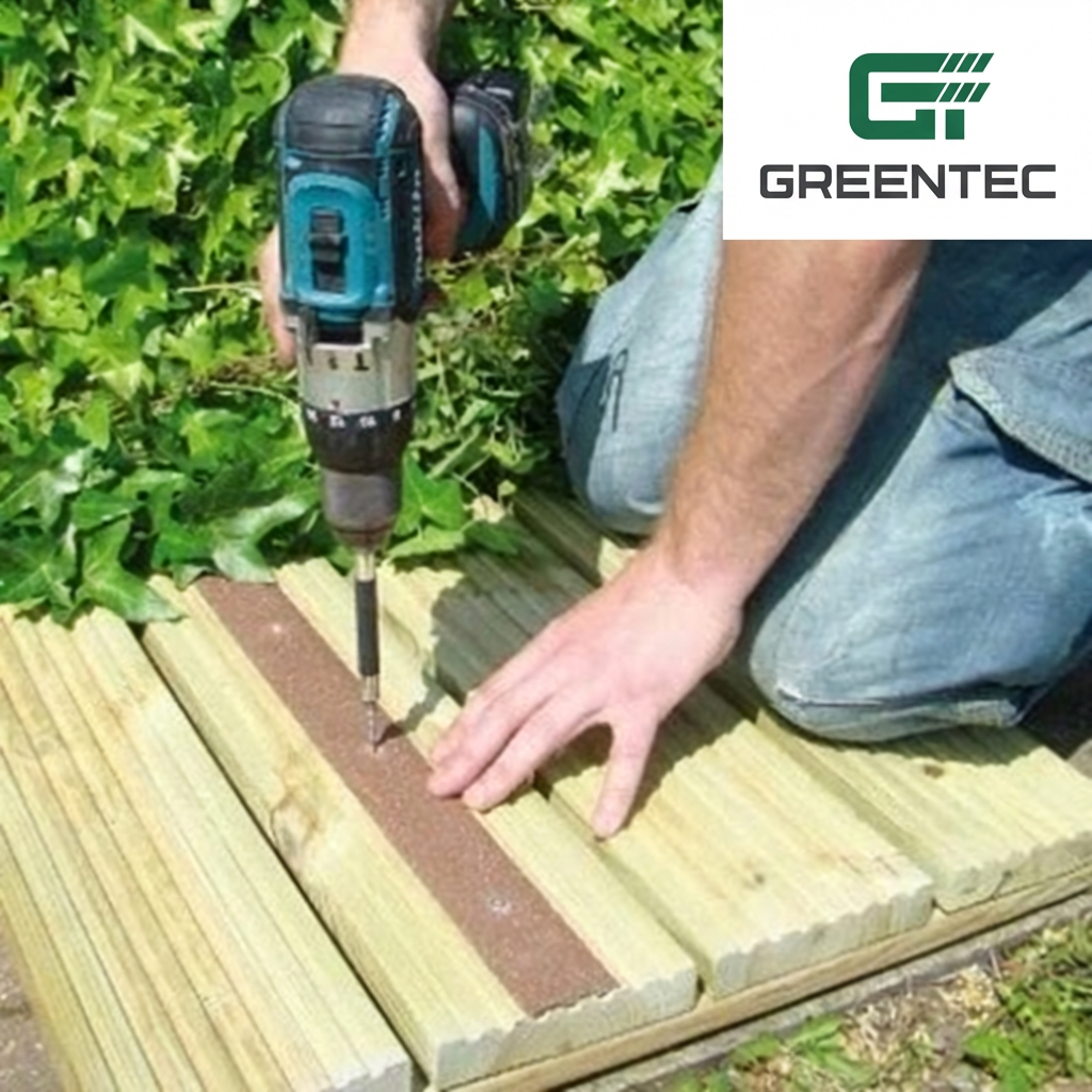 Rutschfeste Terrassendielenstreifen, 1000 mm, vorgebohrt, mit kostenlosen Schrauben.