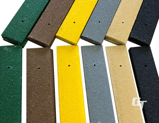 Set of 6 colored GRP anti-slip strips - black, beige, green, brown, grey, yellow