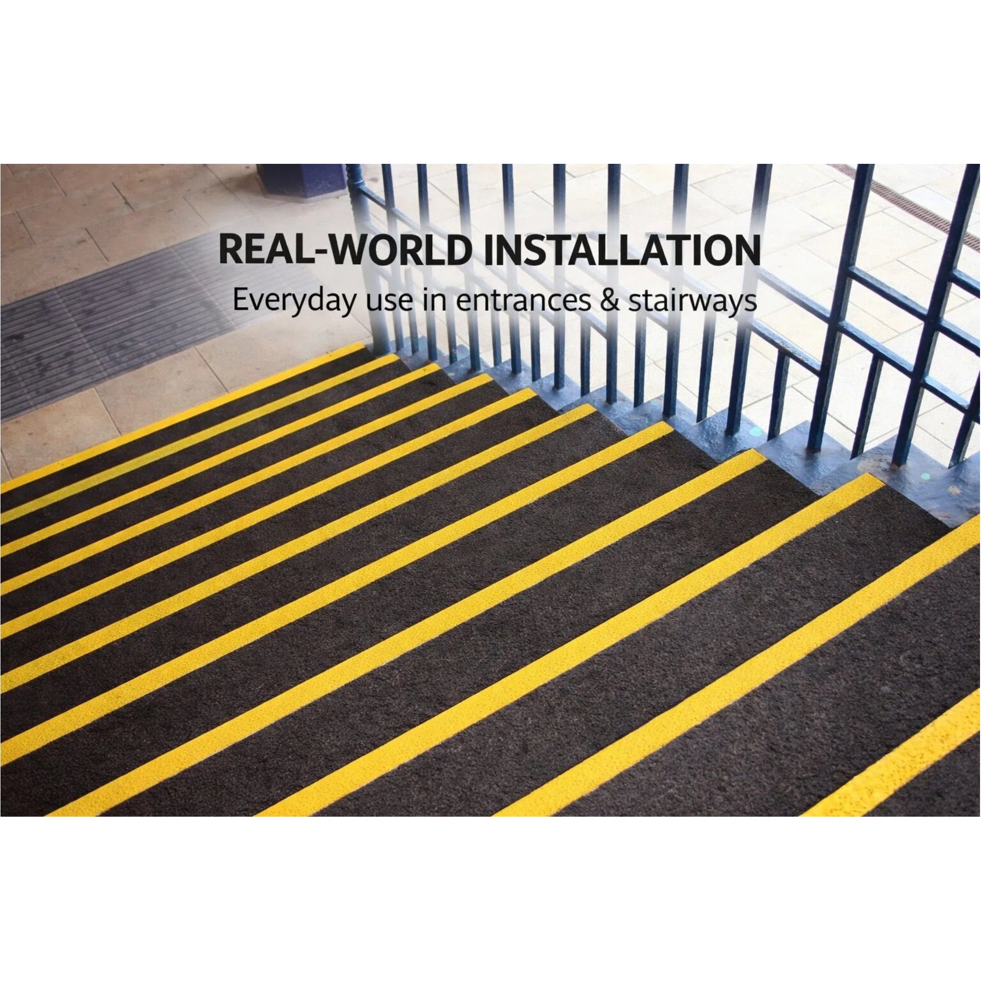GRP stair tread cover installation on industrial staircase
